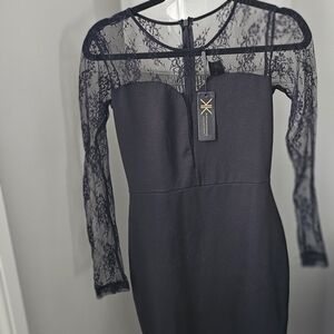 Kardashian Kollection Black Lace Long Sleeve Dress